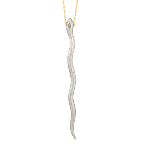 Silver Serpent Pendant with Opal