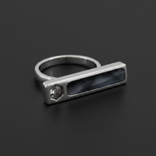 Load image into Gallery viewer, One-of-a-Kind Bar Ring with Rosecut Diamond and Australian Opal