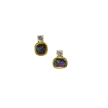 Load image into Gallery viewer, One of a Kind Australian Opal &amp; Diamond Studs