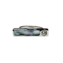 Load image into Gallery viewer, One-of-a-Kind Bar Ring with Rosecut Diamond and Australian Opal