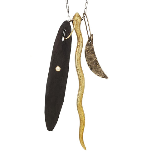 Ebony & Diamond with Serpent & Crescent Moon