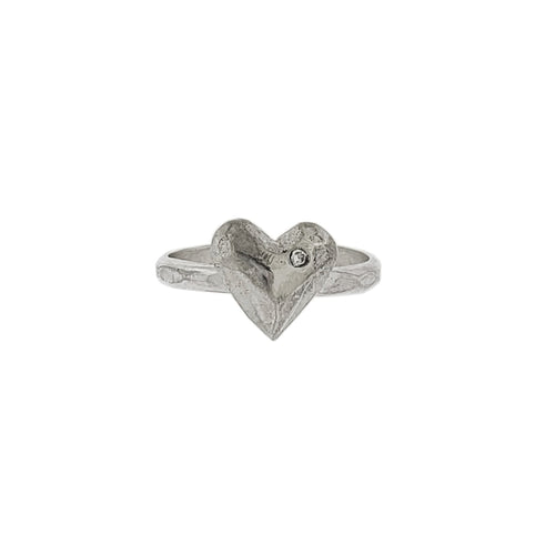 Heart of Silver with Diamond Ring